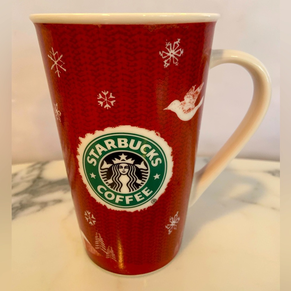 Starbucks 2008 Holiday Christmas Sweater Red Tall 16 Oz Grande Coffee Cup Mug